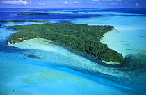 Aerial view of Carp Island (the star shaped island), Palau, Micronesia.