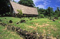 Ancient bai (menshouse) in Airiai village, or Bai-ra-Irrai. The bai is reserved exclusively for men and for chiefs of the village. Palau.