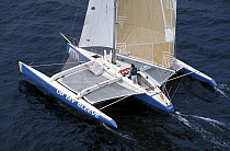 Trimaran "Up My Sleeve", skippered by Frenchman Etienne Giroire, during the Europe 1 Star in 1992. ^^^ She finished 7th overall after 16d 6h 45m.