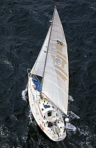 35ft yacht "QII" during the Europe 1 Star in 1992. ^^^ She was designed by Mike Pocock for British sailor Mary Falk who finished 27th overall in 21d 15h 14m.