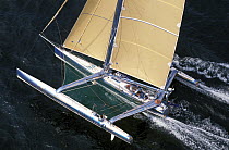 Trimaran "Pierre 1er" during the Europe 1 Star in 1992. ^^^ It capsized during the 1992 race.