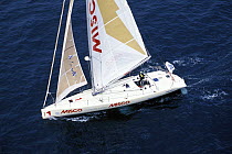 50ft monohull "Misco Computer Supplies", skippered by Giovanni Soldini during the Europe 1 Star, 1992. ^^^ It came into 17th place, 18d 4h 16m.