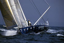 "Aquitaine Innovations" skippered by Yves Parlier during the Europe 1 Star, 1996. ^^^ She was dismasted on June 23, 1996.