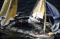 Fifty footers rounding the windward mark at Newport, 1990.