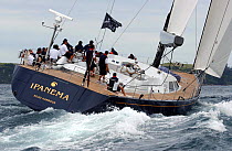 112ft Frers Superyacht, "Ipanema", sails in the Millennium Cup regatta, Auckland, New Zealand, 2003.