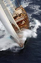 117ft classic "Victoria of Strathearn" beats upwind at Antigua Classic Yacht Regatta, 2003.