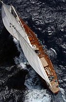 152ft schooner "Windrose", during a race at Antigua Classics 2003.