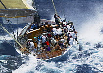 The new J-Class replica "Ranger" racing at Antigua Classic Yacht Regatta, Caribbean, 2004.
