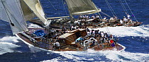 The new J-Class replica "Ranger" racing against "Velsheda" at Antigua Classic Yacht Regatta, Caribbean, 2004.