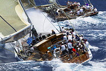The new replica of "Ranger" racing against "Velsheda" at Antigua Classic Yacht Regatta, Caribbean, 2004. Property Released (Ranger and Velsheda).