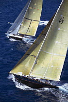 J-Class "Velsheda" and the new replica of "Ranger" (top) racing at Antigua Classic Yacht Regatta 2004.