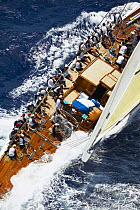 The new replica J-Class "Ranger" thrashing upwind at Antigua Classic Yacht Regatta, Caribbean, 2004. Property Released.
