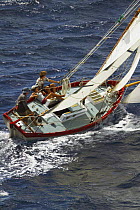 The 23 foot Kaufman "Grace" beating upwind at Antigua Classic Yacht Regatta, Caribbean, 2004.