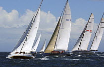 Yachts cross the start line during Antigua Race Week, 2004.