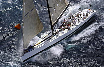 Reichel/Pugh's 80 foot sloop "Morning Glory" (ZX86) racing at Antigua Race Week, 2004.