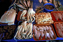 A fish stall at the fish market in Coquimbo, Chile