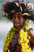 Man in local dress, Karawari, Papua New Guinea, Oceania