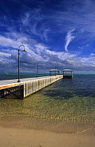 Pier and beach on south of Little Cayman, Cayman Islands.
