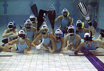 British women's underwater hockey team, World Underwater Hockey Championships, Christchurch, New Zealand.