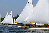 Classic keelboats racing, Wroxham Open Regatta Week, Wroxham Broads, Norfolk, England, UK.