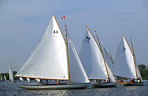 Classic keelboats racing, Wroxham Open Regatta Week, Wroxham Broads, Norfolk, England, UK.