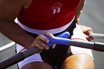 Hand on the oars, Olympic Games 2004, Athens, Greece. 14th August 2004.  Editorial Use Only.