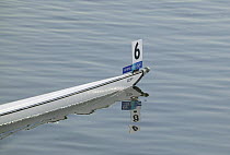 Bow of a rowing boat on the water, Olympic Games 2004, Athens, Greece. 14th August 2004.  Editorial Use Only.