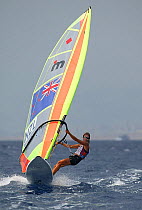 New Zealander Barbara Kendall, competing in the fourth round of the women's windsurf mistral, Olympic Games 2004, Athens, Greece. 15th August 2004.  Editorial Use Only.