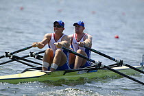 Matthew Wells and Matthew Langridge, British men's double sculls, Olympic Games 2004, Athens, Greece. 14th August 2004.  Editorial Use Only.