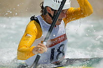 Australian Olympic K1 kayaker, Louise Naoli, practising at the Olympic Kayaking Centre, Olympic Games 2004, Athens, Greece.  Editorial Use Only.
