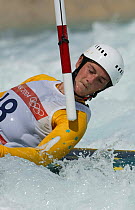 Australian Olympic K1 kayaker, Warwick Draper, practising at the Olympic Kayaking Centre, Olympic Games 2004, Athens, Greece.  Editorial Use Only.