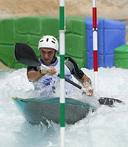 K1 kayaker practising at the Olympic Kayaking Centre, Olympic Games 2004, Athens, Greece.  Editorial Use Only.