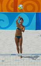 Female volleyball player during Australia versus China in the Beach Volleyball at the Olympic Games, Athens, Greece, 16 August 2004.  Editorial Use Only.