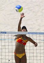 Female volleyball player during Australia versus China in the Beach Volleyball at the Olympic Games, Athens, Greece, 16 August 2004.  Editorial Use Only.