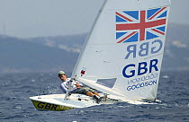 Great Britain's Paul Goodison competing in the fourth round of the Men's Single Handed Dinghy Laser, Olympic Games, Athens, Greece, 15 August 2004.  Editorial Use Only.