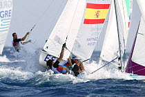 Fourth round of the Men's Double Handed Dinghy 470, Olympic Games, Athens, Greece, 15 August 2004.  Editorial Use Only.