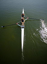 New Zealands Georgina Evers-Swindell and Caroline Evers-Swindell. Women's Double Sculls Olympic Games, Athens, Greece, 14 August 2004.  Editorial Use Only.