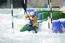 Australian Olympic K1 Kayaker Louise Naoli practising at the Olympic Kayaking Centre, Athens, Greece, 2004.  Editorial Use Only.