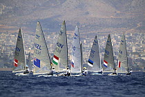 Men's Finn sailing at the Olympic Games, Athens, Greece, 19 August 2004.  Editorial Use Only.