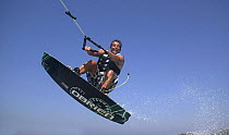 A wakeboarder jumping in the air, Marverde, Turkey. Model Released.