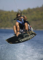 A wakeboarder jumping in the air, Marverde, Turkey.