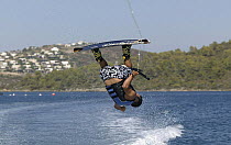 A wakeboarder doing a somersault in the air, Marverde, Turkey.
