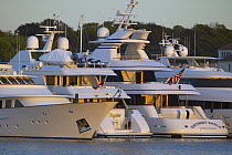 Superyachts moored in Newport, Rhode Island, USA