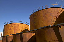 Rusted oil tanks at the abandoned whaling station in Grytviken, South Georgia.