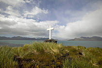 Ernest Shackleton's cross on Hope Point at the entrance to Grytviken harbour, South Georgia. It was erected by former crew members of the "Endurance".