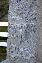 The gravestone of the famous Antarctic explorer, Sir Ernest Shackleton, in the cemetery at Grytviken, South Georgia.