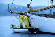 Maintenance work on yacht "Brilliant" at Mystic Seaport: The Museum of America and the Sea, Connecticut, USA. Property Released.