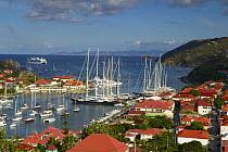 A view of Gustavia harbour during the annual St Barts Bucket, Saint Barthelemy, French Caribbean.