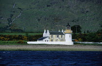Corran Lighthouse at Ardgour, situated at the Corran Narrows on the Ardnamurchan Peninsula, Western Isles, Scotland.