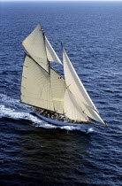 40 metre schooner "Altair" during the Regates Royales off Cannes, South France. She was designed by William Fife in 1931.